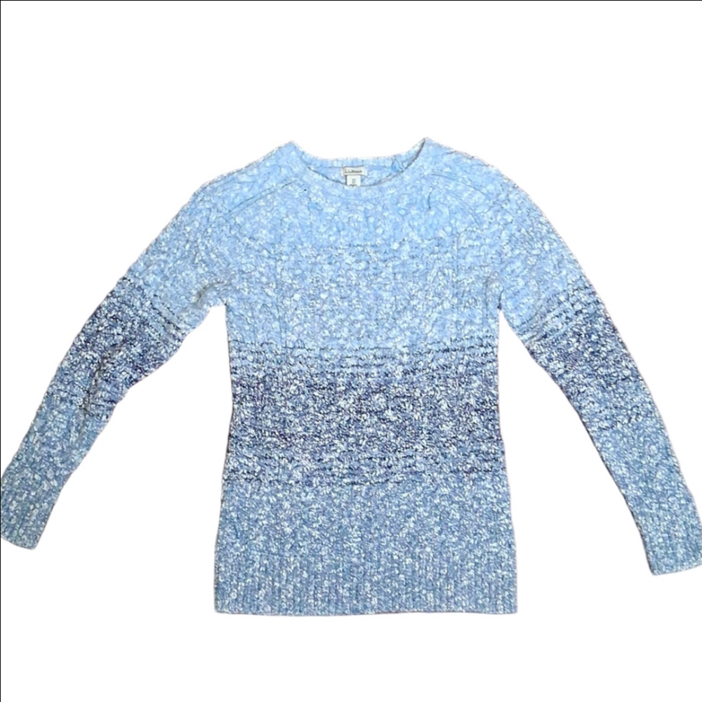 L.L. Bean Light & Dark Blue Crewneck Pullover Women's Sweater 100 % Cotton Sz XS